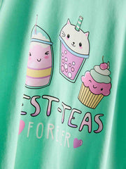 2pk Printed  kitty Pajamas