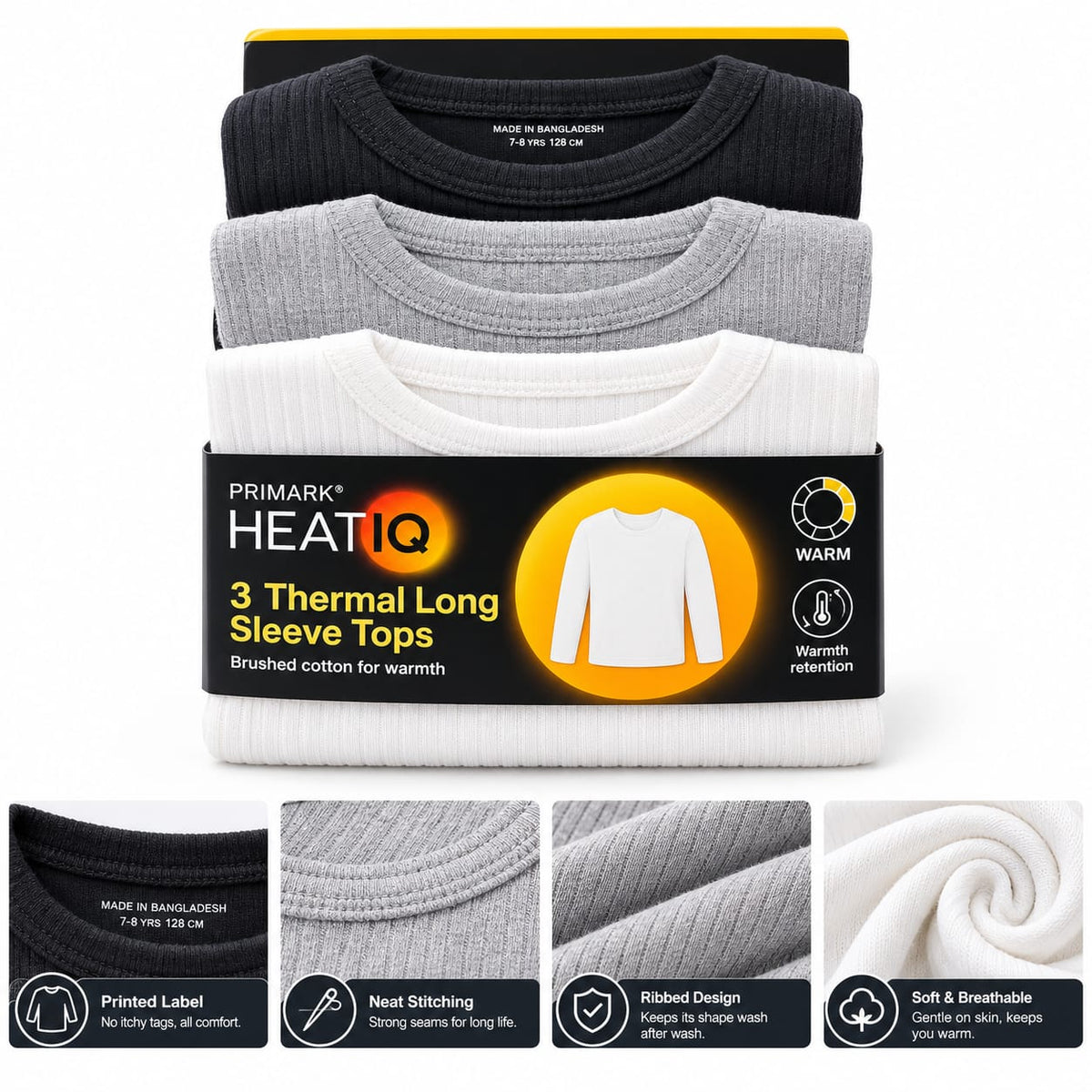 Primark HEATIQ Kids Thermal Long Sleeve Tops 3