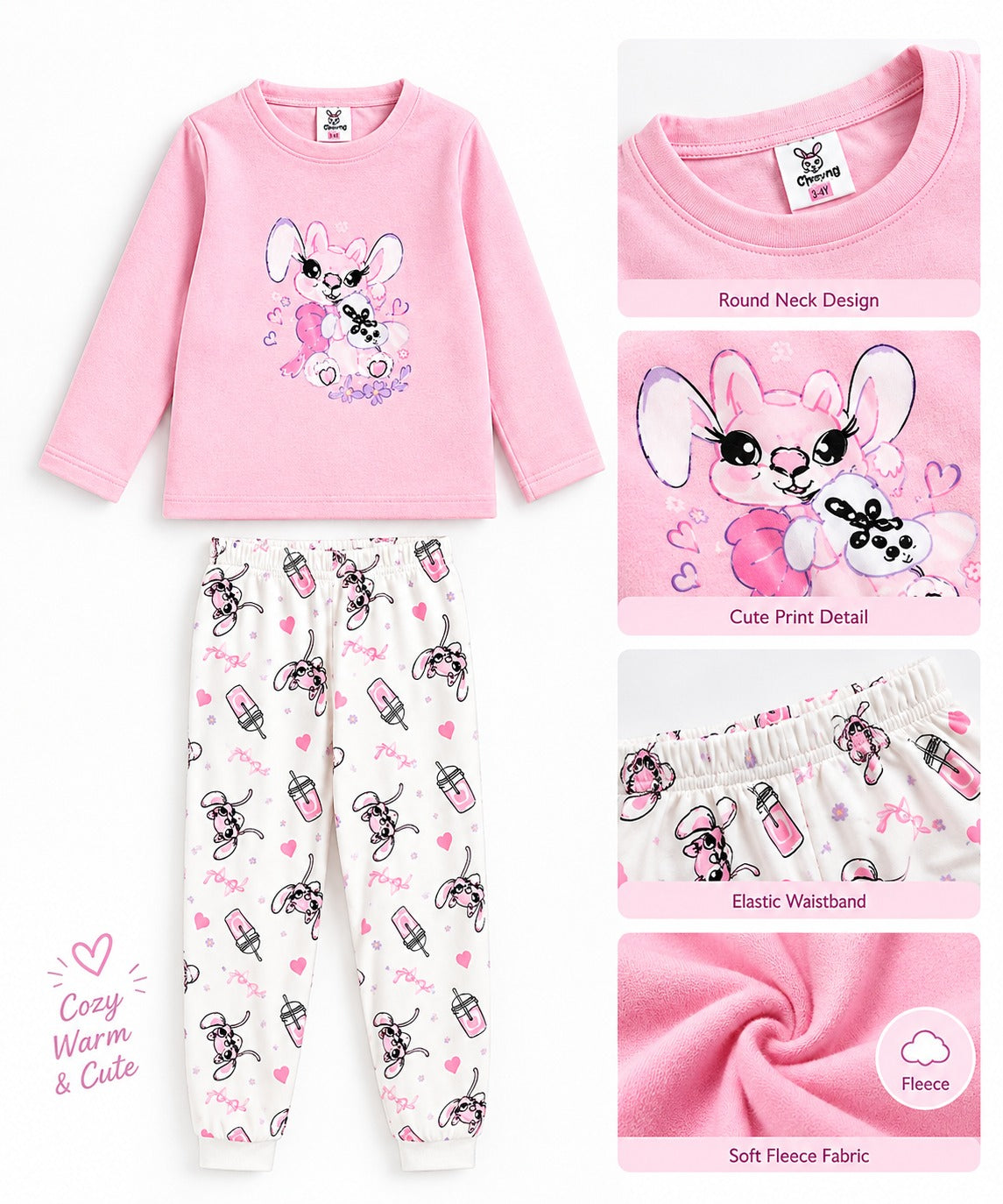 Primark Disney Stitch & Angel Girls Pink Pyjama Set